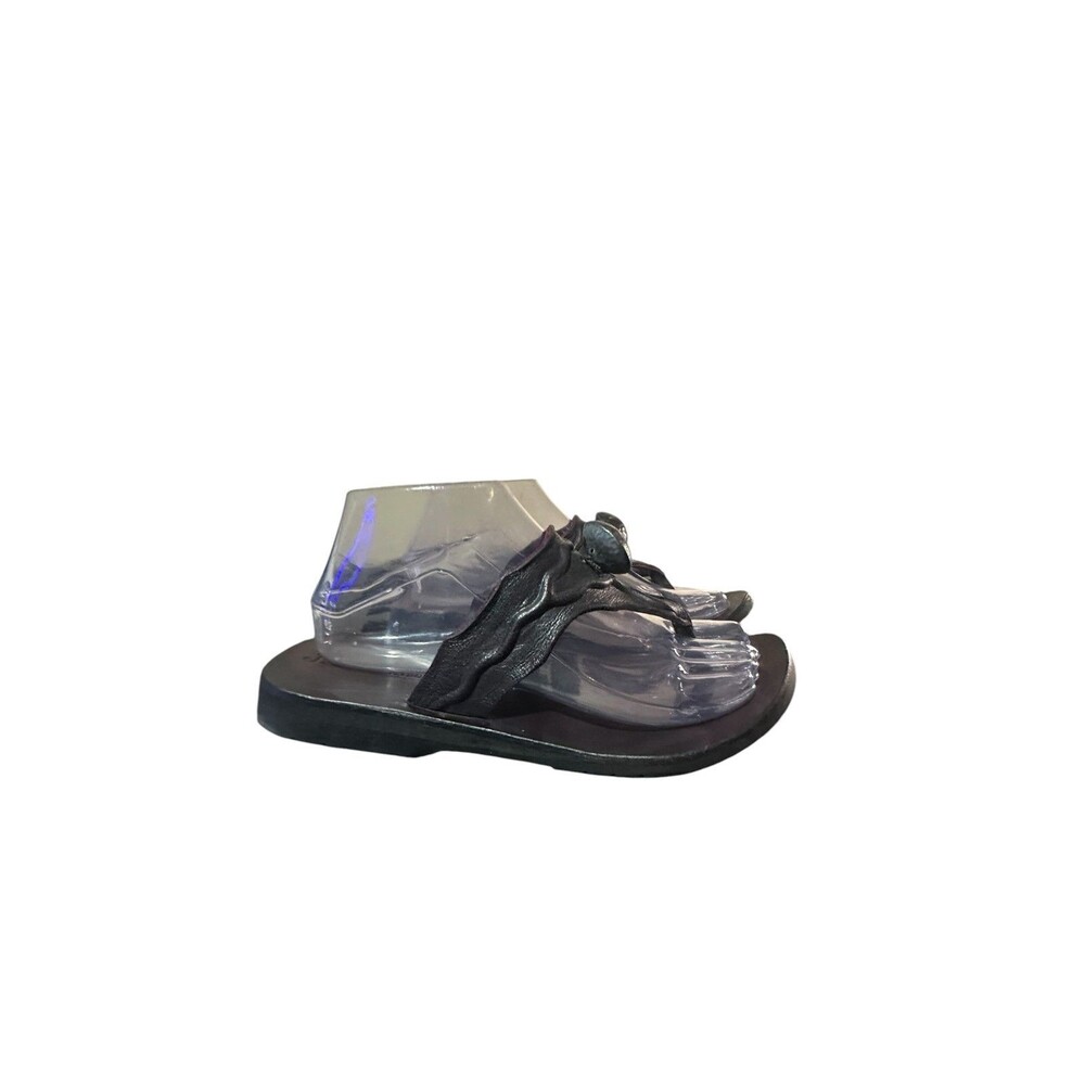 J.P. & Mattie Handmade Black Burgundy Leather Thong Sandals Women's Sz 7 Boho